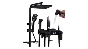 COLUMNA DE DUCHA NEGRA MATE CON PANTALLA DIGITAL INTELIGENTE