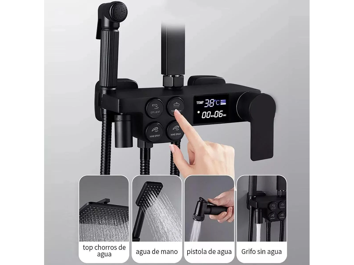 COLUMNA DE DUCHA NEGRA MATE CON PANTALLA DIGITAL INTELIGENTE 3