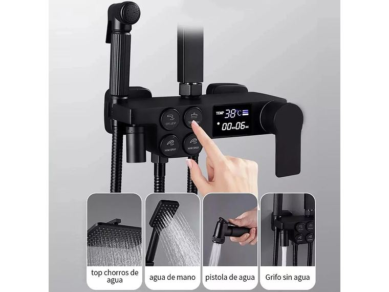 COLUMNA DE DUCHA NEGRA MATE CON PANTALLA DIGITAL INTELIGENTE 3