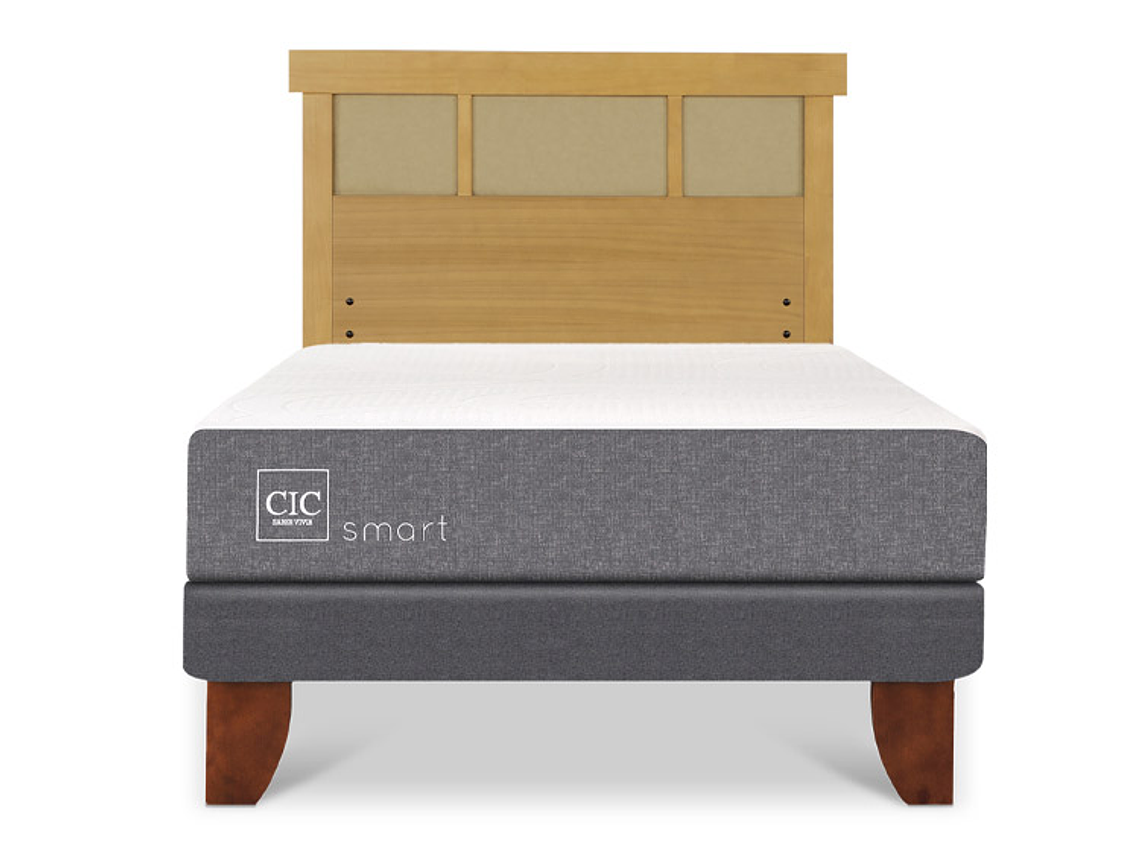 JUEGO DE DORMITORIO CIC CAMA EUROPEA SMART 1 PLAZA + RESPALDO DUBLIN MOSTAZA 1