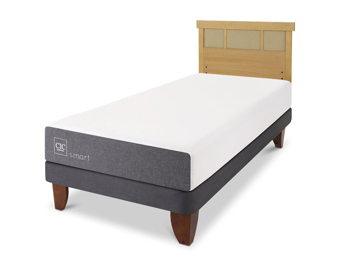 JUEGO DE DORMITORIO CIC CAMA EUROPEA SMART 1 PLAZA + RESPALDO DUBLIN MOSTAZA 2