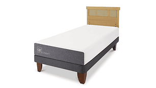 JUEGO DE DORMITORIO CIC CAMA EUROPEA SMART 1 PLAZA + RESPALDO DUBLIN MOSTAZA