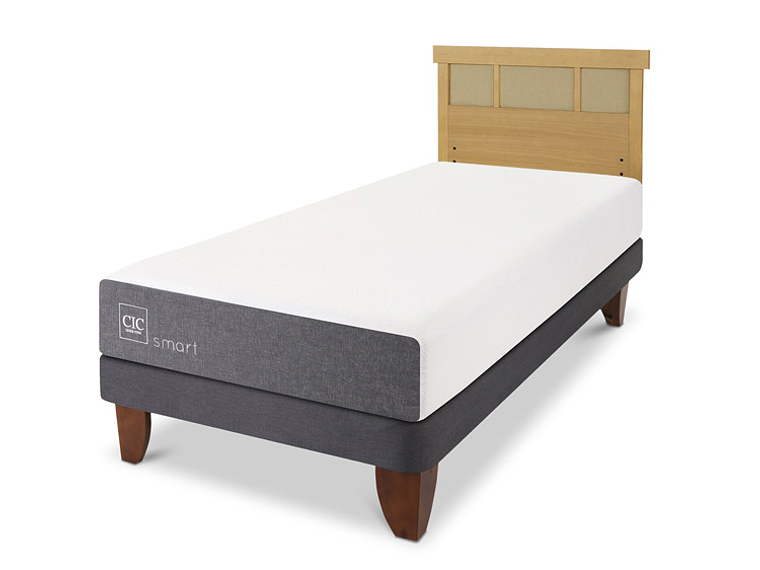 JUEGO DE DORMITORIO CIC CAMA EUROPEA SMART 1 PLAZA + RESPALDO DUBLIN MOSTAZA 2