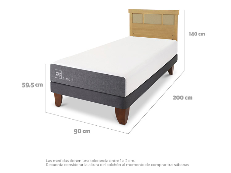 JUEGO DE DORMITORIO CIC CAMA EUROPEA SMART 1 PLAZA + RESPALDO DUBLIN MOSTAZA 3