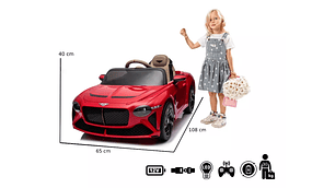 AUTO A BATERÍA BENTLEY BACALAR ROJO + LICENCIA - KIDSCOOL - BJJA1008-RJ