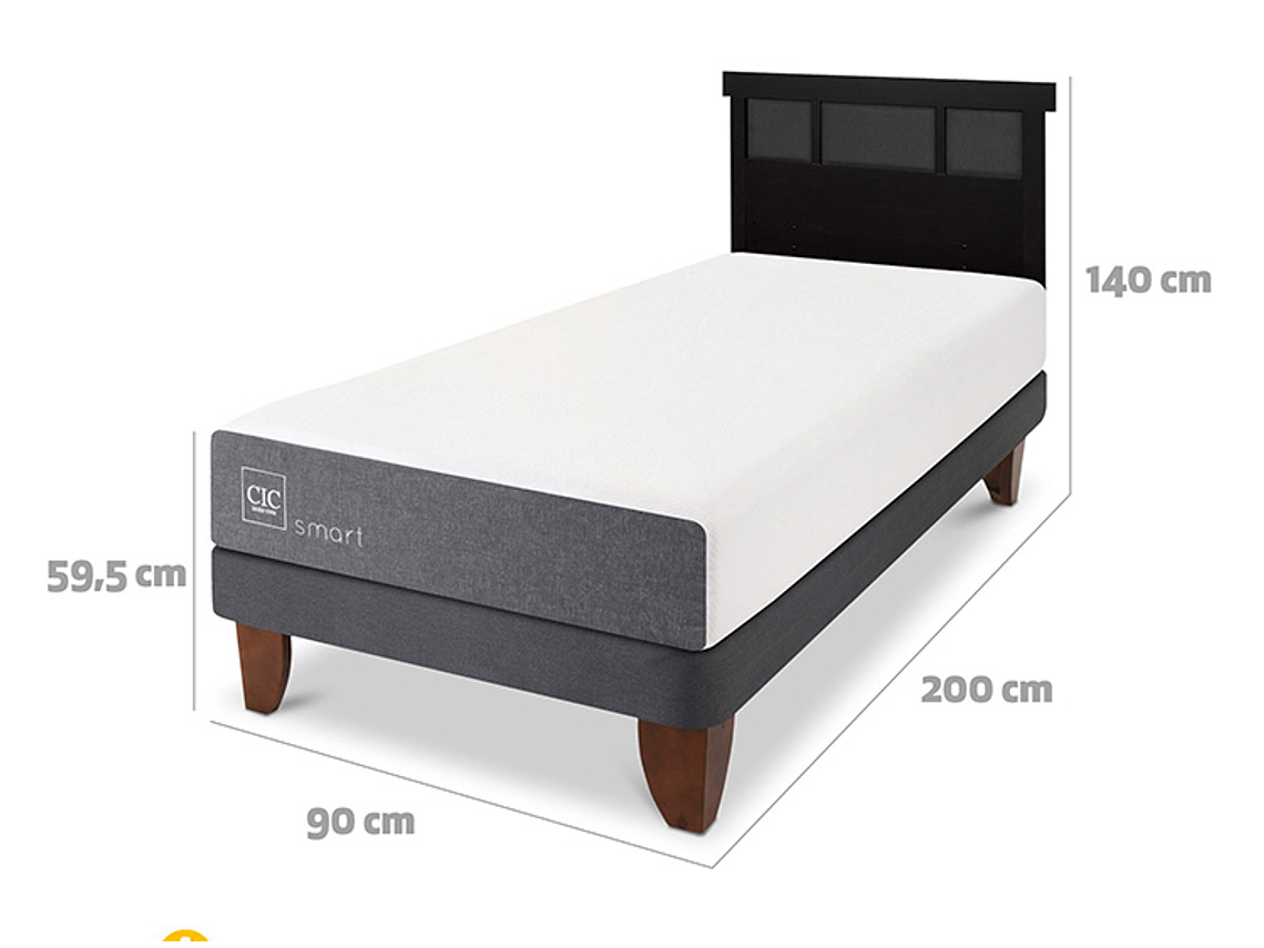JUEGO DE DORMITORIO CIC CAMA EUROPEA SMART 1 PLAZA + RESPALDO DUBLIN NEGRO 3