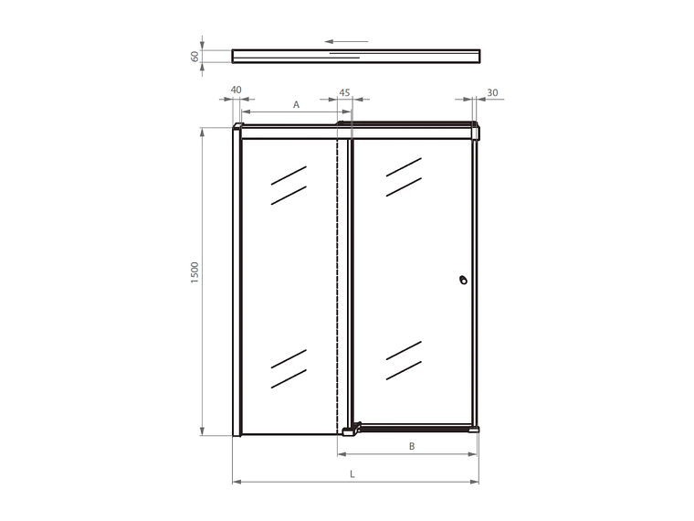 MAMPARA STRETTO DE TINA CORREDERA 140 X 150 CM 3