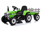 TRACTOR CON CARRO 12V VERDE - Miniatura 1