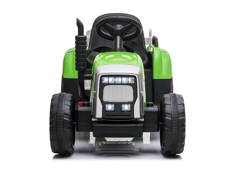 TRACTOR CON CARRO 12V VERDE 3