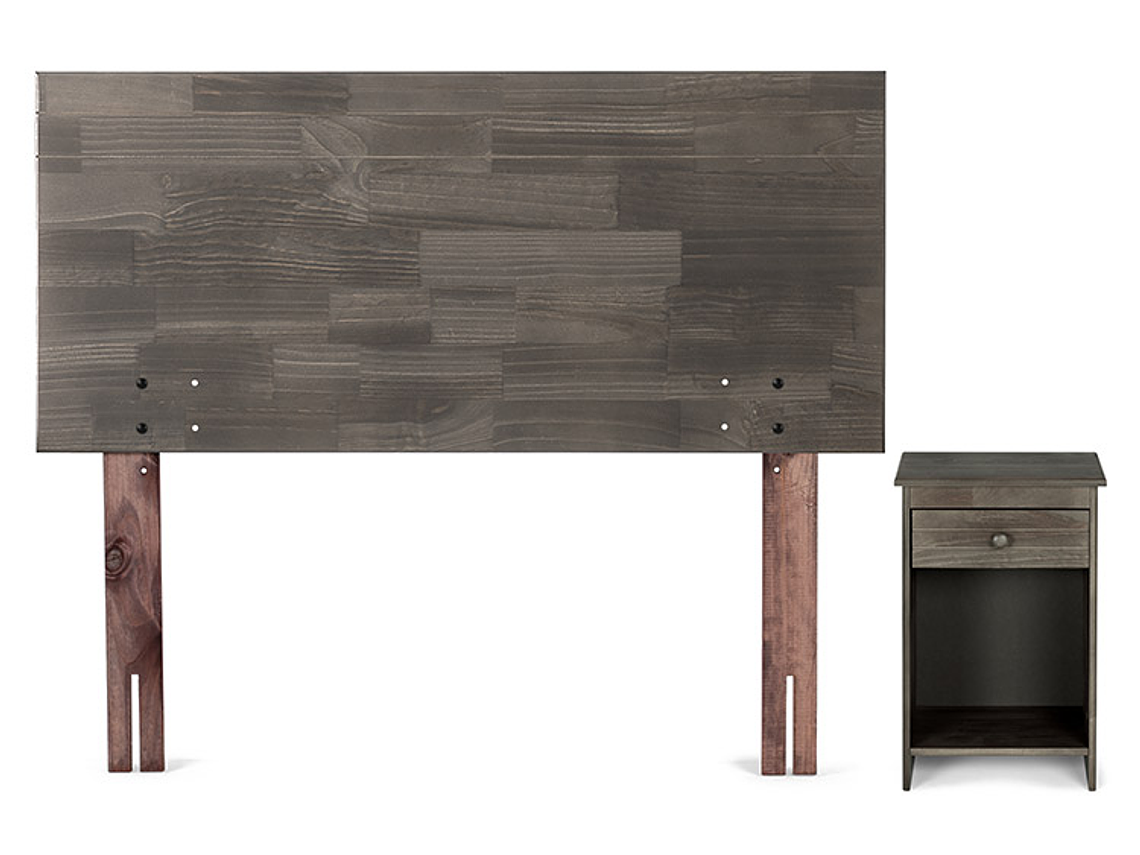 JUEGO DE DORMITORIO ROSEN CAMA EUROPEA WAVE 1 PLAZA + SET TABOR GRIS + ALMOHADAS 3