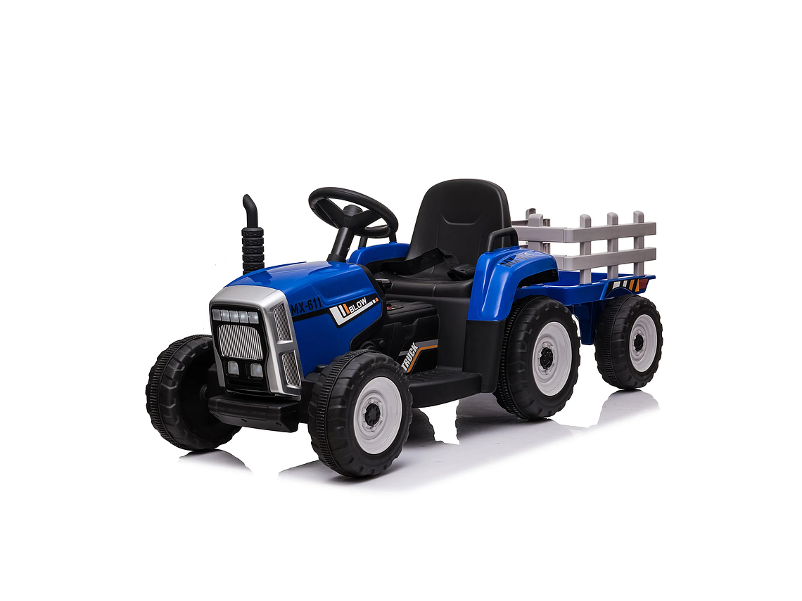 TRACTOR CON CARRO 12V AZUL 1