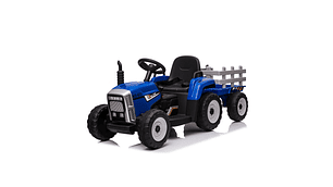 TRACTOR CON CARRO 12V AZUL