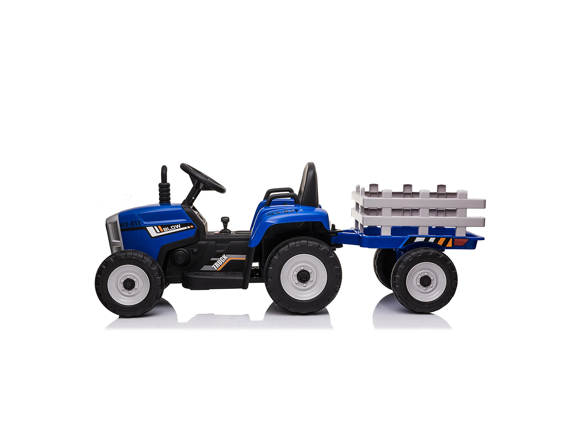 TRACTOR CON CARRO 12V AZUL 3