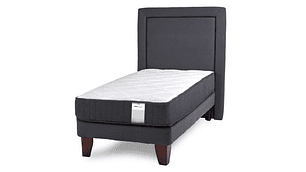 JUEGO DE DORMITORIO DRIMKIP CAMA EUROPEA DUO POCKET PLUS 1 PLAZA GRIS + RESPALDO