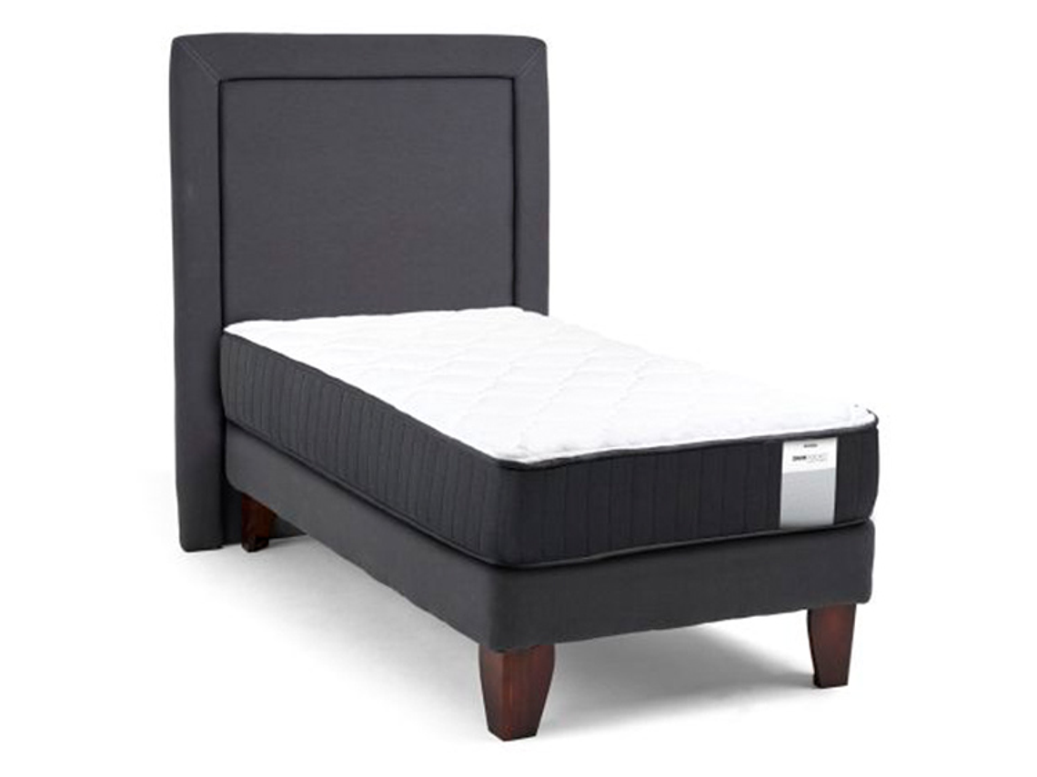 JUEGO DE DORMITORIO DRIMKIP CAMA EUROPEA DUO POCKET PLUS 1 PLAZA GRIS + RESPALDO 2