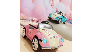 AUTO A BATERÍA BEETLE PARA NIÑOS CON MÚSICA Y LUCES ROSA