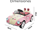 AUTO A BATERÍA BEETLE PARA NIÑOS CON MÚSICA Y LUCES ROSA - Miniatura 4