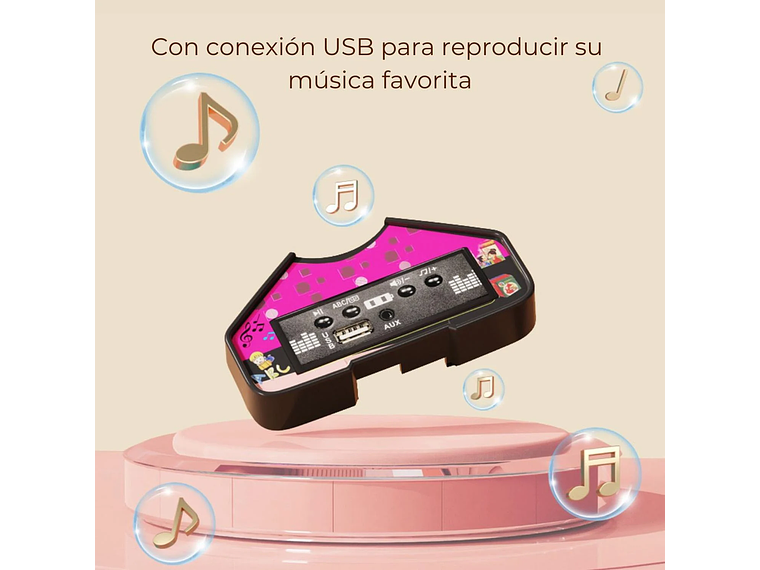 AUTO A BATERÍA BEETLE PARA NIÑOS CON MÚSICA Y LUCES ROSA 6