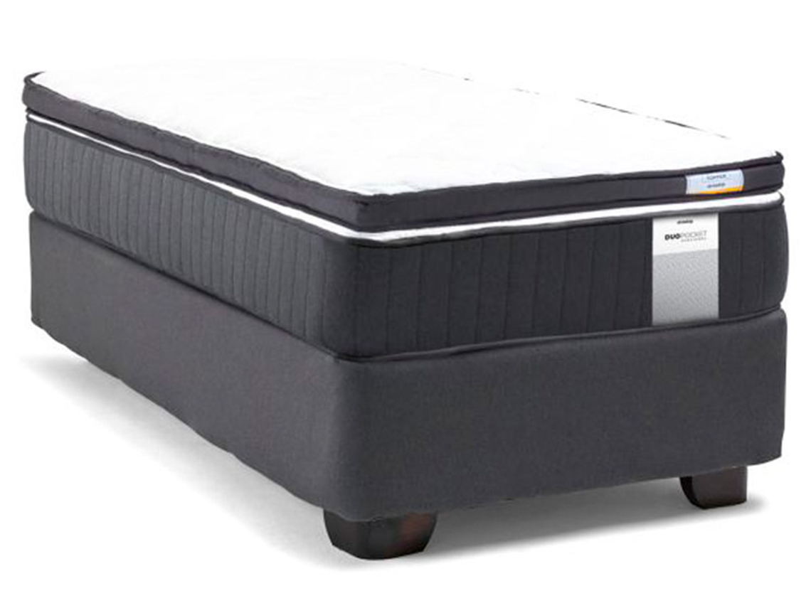 JUEGO DE DORMITORIO DRIMKIP CAMA AMERICANA DUO POCKET PLUS 1 PLAZA GRIS + TOPPER 2