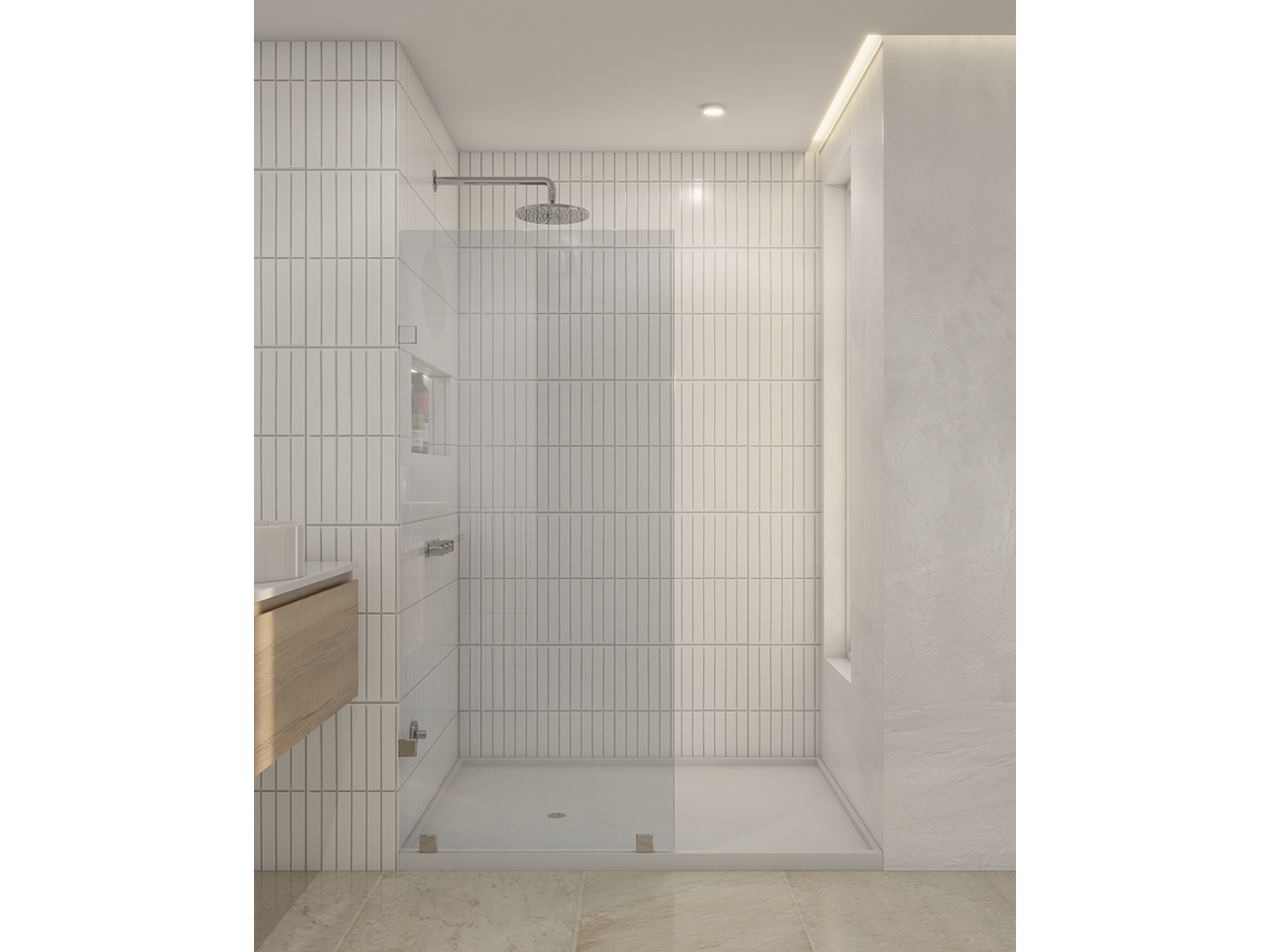SHOWER DOOR VIDRIO TEMPLADO 90X190 CM HERRAJE INOX - CIVITA 1