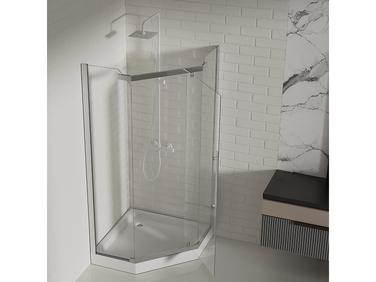 SHOWER DOOR 90X90CM 6MM MAMPARA DIAMANTE | BLANCO 5