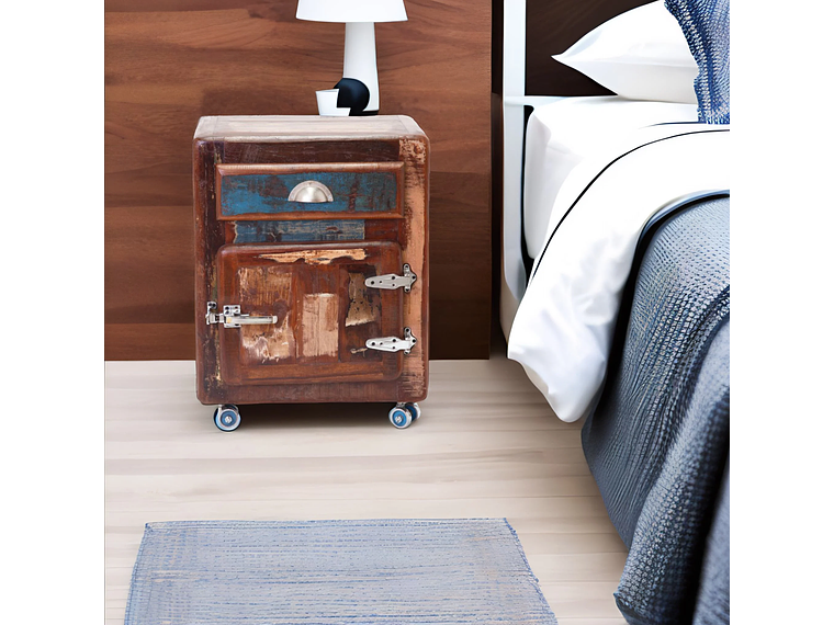 VELADOR DE MADERA ESTILO REFRIGERADOR ANTIGUO 2