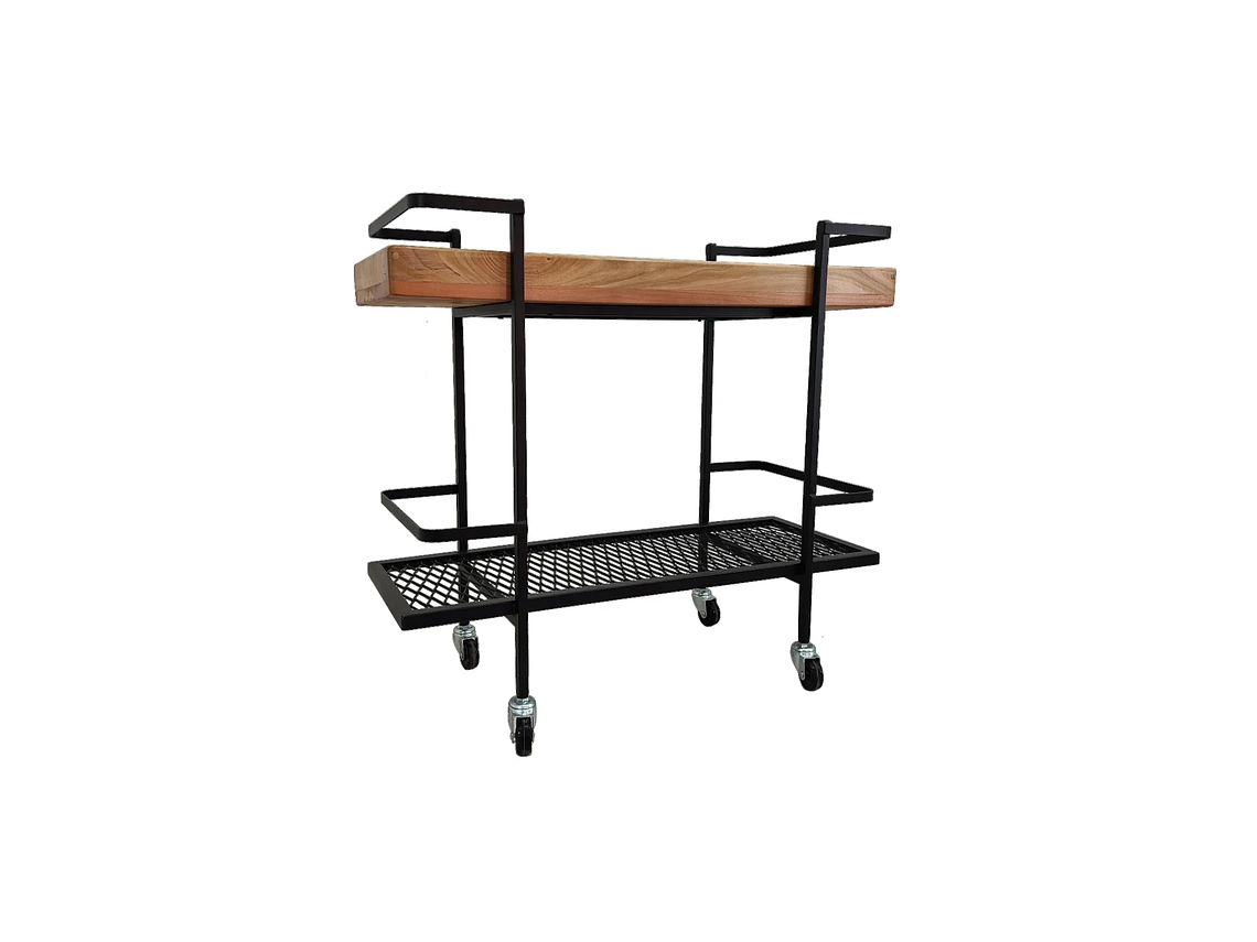 CARRO BAR ILOFT MÉRIDA ROBLE ESTILO INDUSTRIAL 73X33X85 ACERO 2