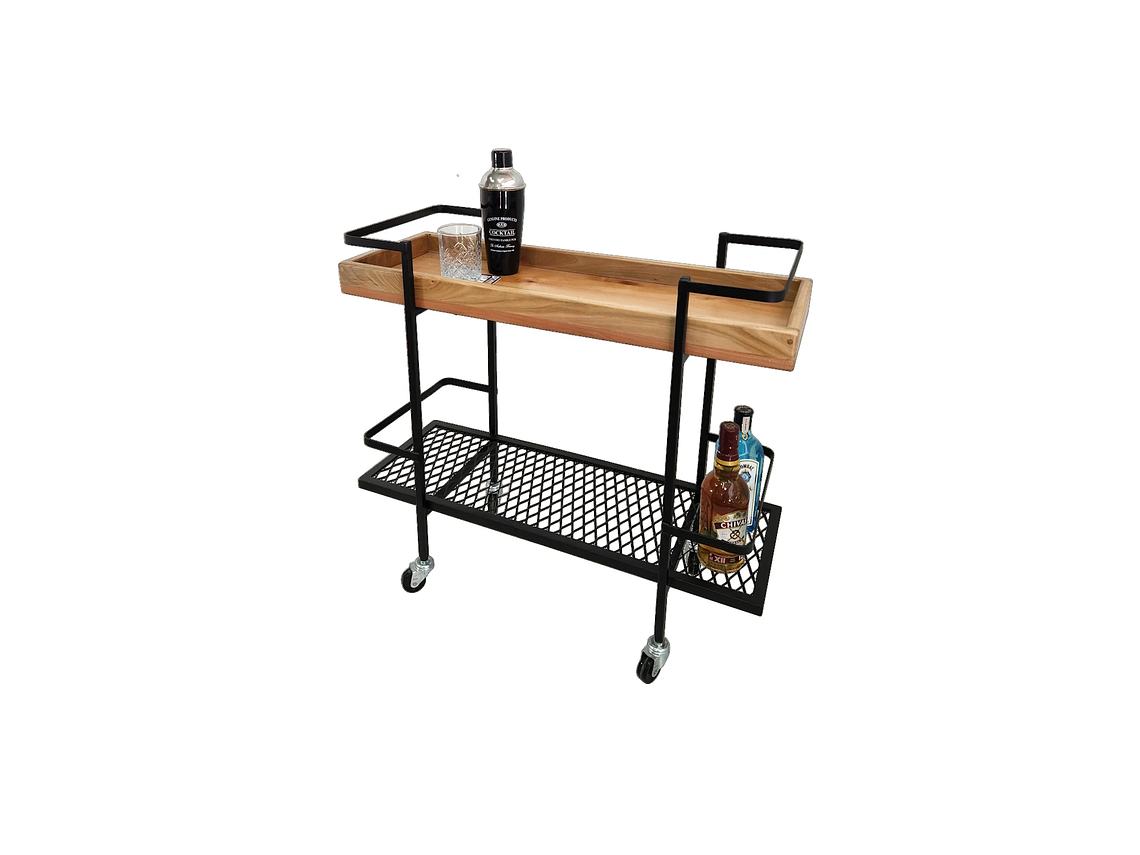 CARRO BAR ILOFT MÉRIDA ROBLE ESTILO INDUSTRIAL 73X33X85 ACERO 3