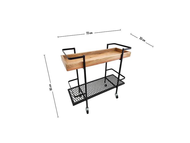CARRO BAR ILOFT MÉRIDA ROBLE ESTILO INDUSTRIAL 73X33X85 ACERO 4