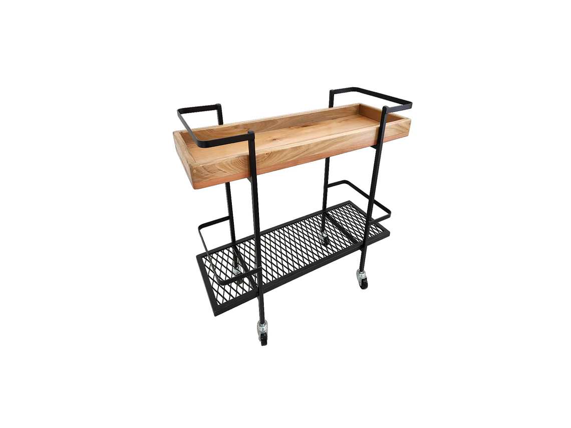 CARRO BAR ILOFT MÉRIDA ROBLE ESTILO INDUSTRIAL 73X33X85 ACERO 5
