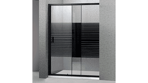 MAMPARA AJUSTABLE DE DUCHA 140-160 CM LÍNEAS NEGRAS