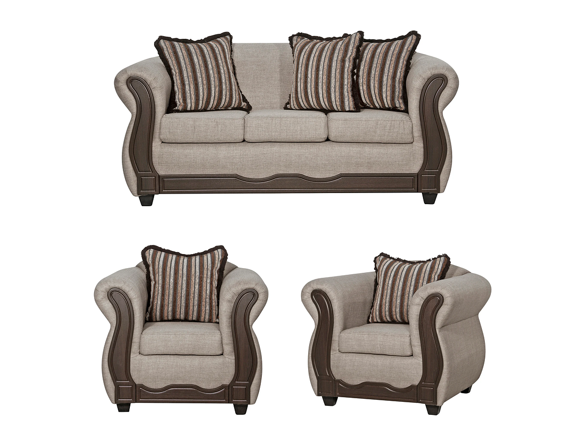 JUEGO LIVING BLACK FACTORY SOFIA 3 1 1 BEIGE 1