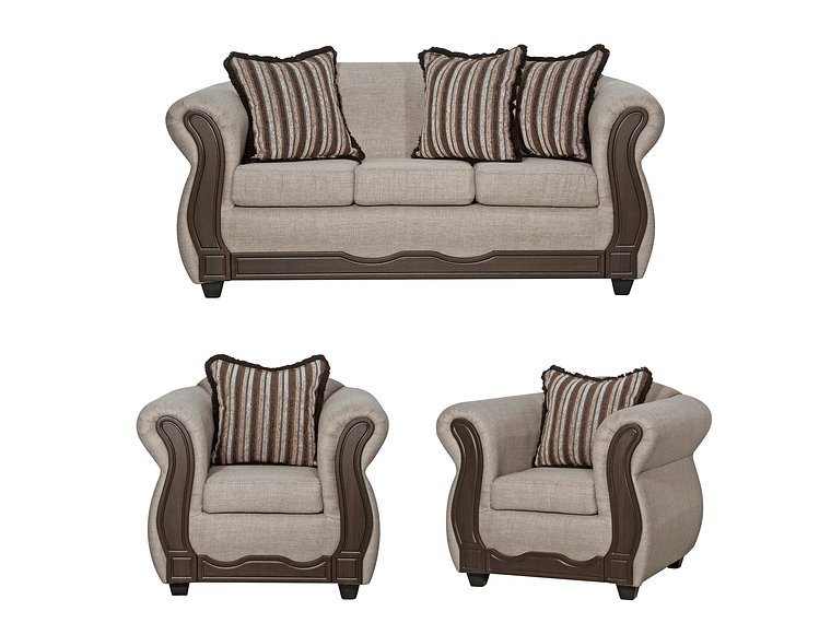 JUEGO LIVING BLACK FACTORY SOFIA 3 1 1 BEIGE 1