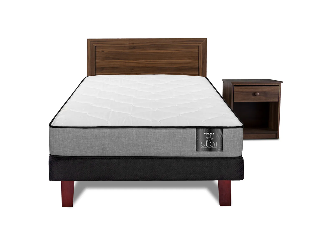 JUEGO DE DORMITORIO FLEX CAMA EUROPEA STAR 1 PLAZA + SET ASTURIAS 3