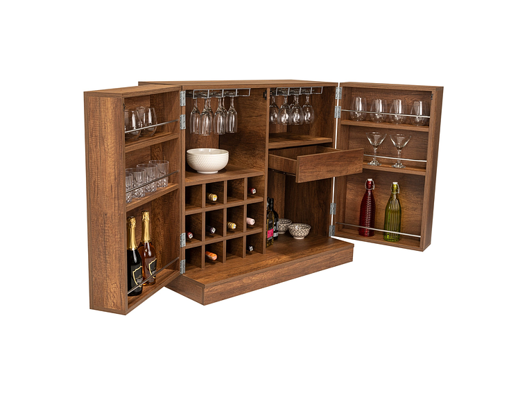 BAR EXTENSIBLE 12 BOTELLEROS 2 PUERTA FM-012O CAFÉ OSCURO 8