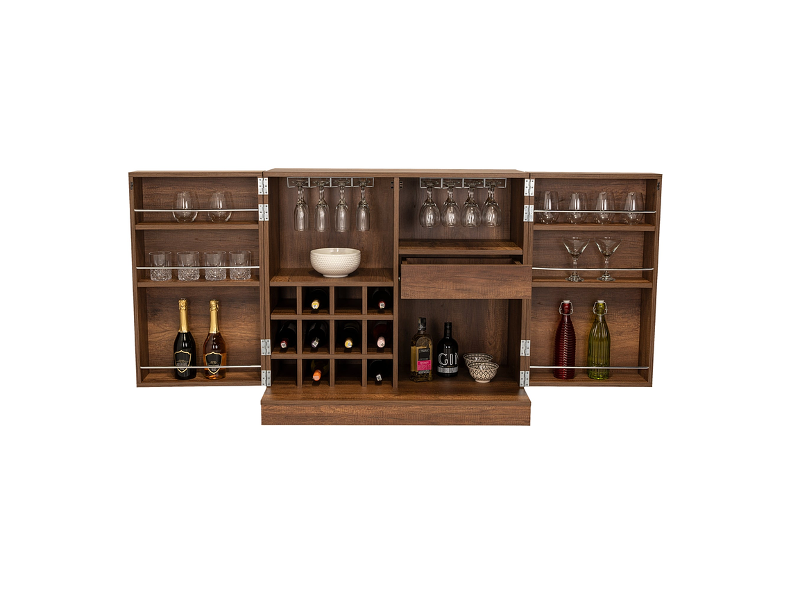 BAR EXTENSIBLE 12 BOTELLEROS 2 PUERTA FM-012O CAFÉ OSCURO 9