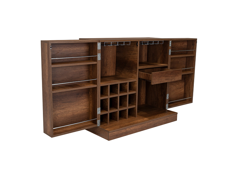 BAR EXTENSIBLE 12 BOTELLEROS 2 PUERTA FM-012O CAFÉ OSCURO 10