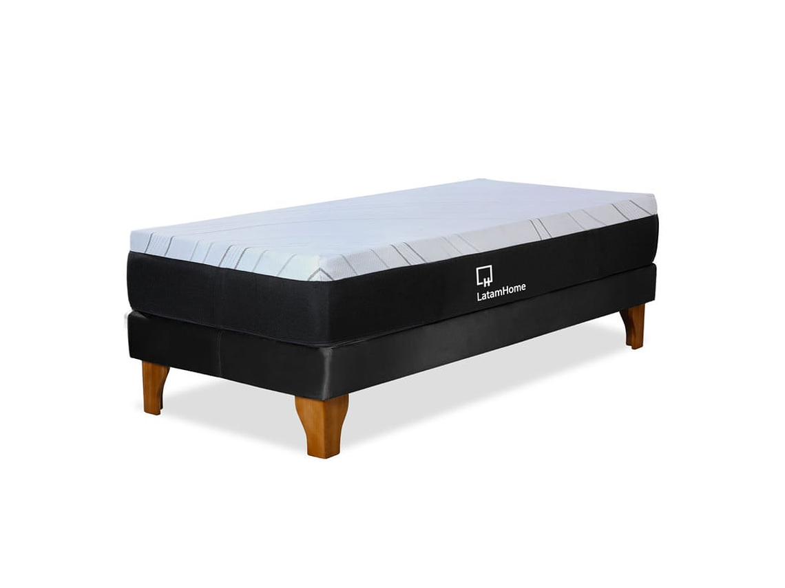 CAMA ZEN TOP SPRING HYBRID TELA NEGRO 1PZA 1