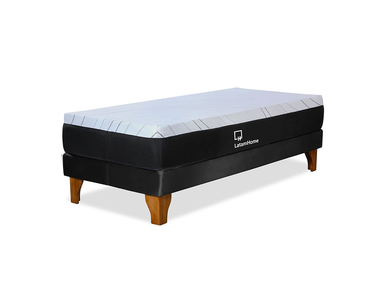 CAMA ZEN TOP SPRING HYBRID TELA NEGRO 1PZA 1