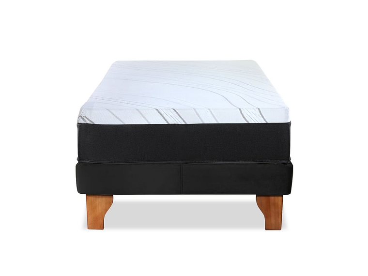 CAMA ZEN TOP SPRING HYBRID TELA NEGRO 1PZA 2
