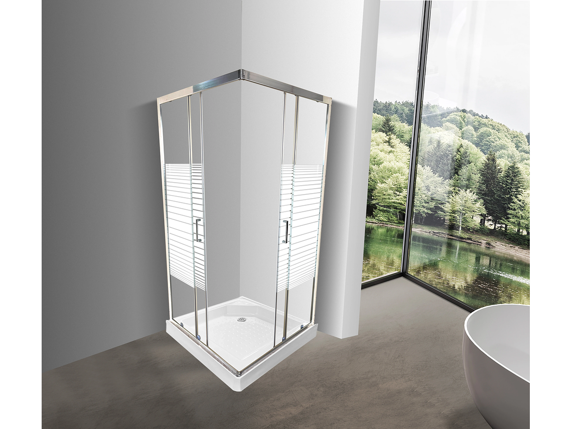 SHOWER DOOR ELEGANT JOYTEK LÍNEAS RECTAS CON RECEPTÁCULO 90X90 CM 2