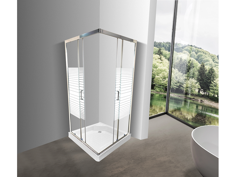 SHOWER DOOR ELEGANT JOYTEK LÍNEAS RECTAS CON RECEPTÁCULO 90X90 CM 2