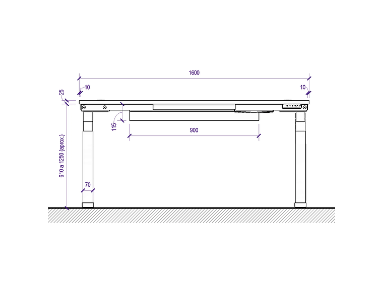 ESCRITORIO ELÉCTRICO STANDING DESK 160X70CM C7E 3