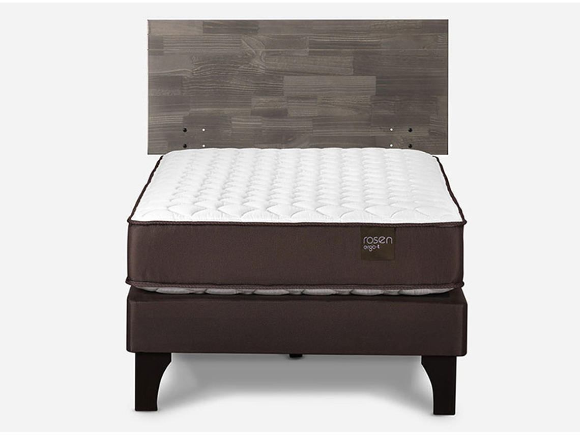 JUEGO DE DORMITORIO ROSEN CAMA EUROPEA ERGO T NEW 1 PLAZA CAFÉ + RESPALDO TABOR GRAFITO 1