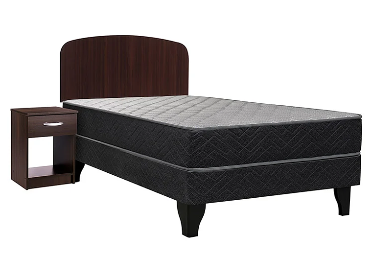 JUEGO DE DORMITORIO CELTA CAMA EUROPEA APOLO 1 PLAZA NEGRO + SET ASTURIAS 1