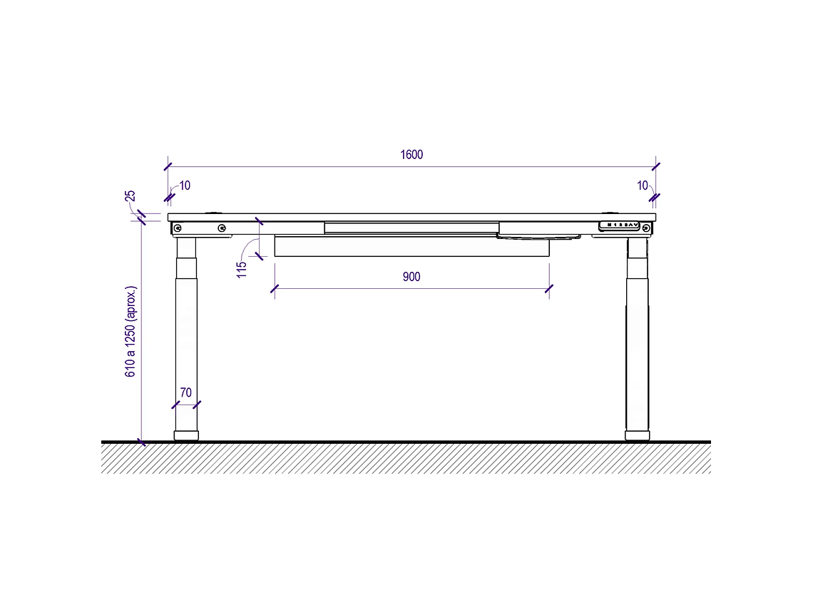 ESCRITORIO ELÉCTRICO STANDING DESK 160X70CM AE 3