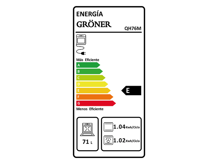 HORNO ELÉCTRICO EMPOTRABLE GRÖNER DELUXE AIR FRY 76L 5