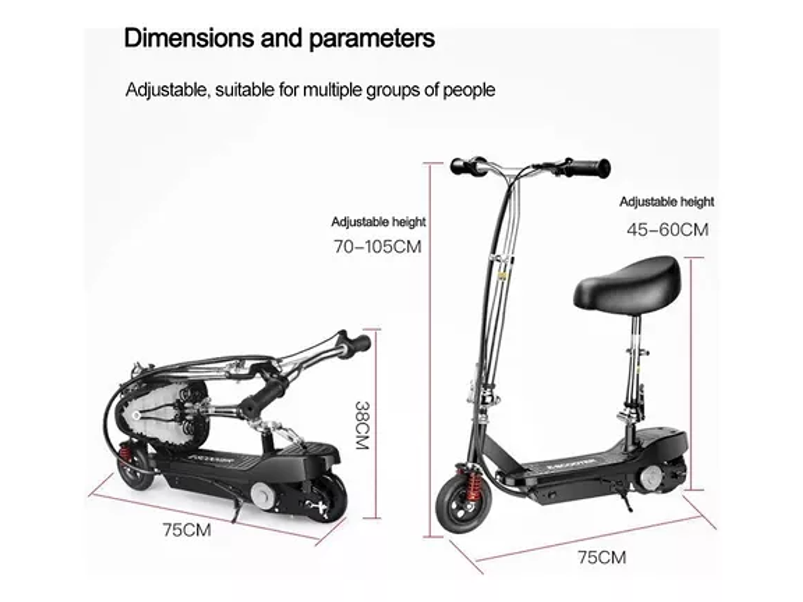SCOOTER ADULTO ELÉCTRICO PLEGABLE METALICO 2 RUEDAS 15 KM/H / 215197 6