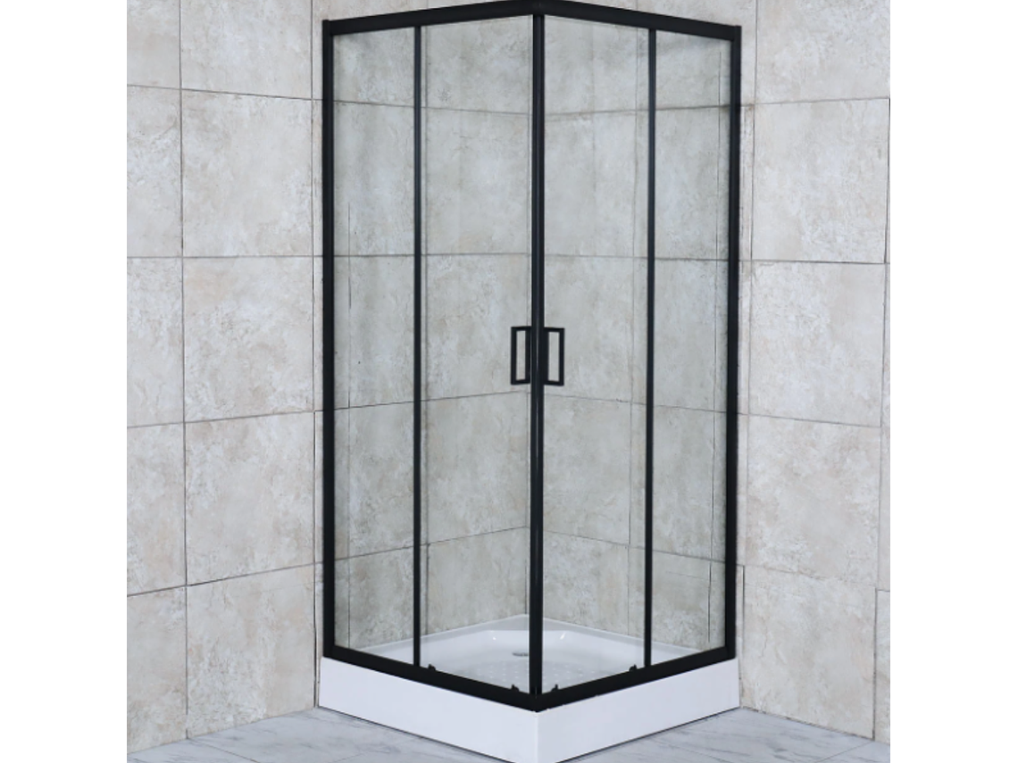 CABINA DE DUCHA ELEGANCE MEDIUM 80X80X200CM DISEÑO CUADRADA MARCO NEGRO 2