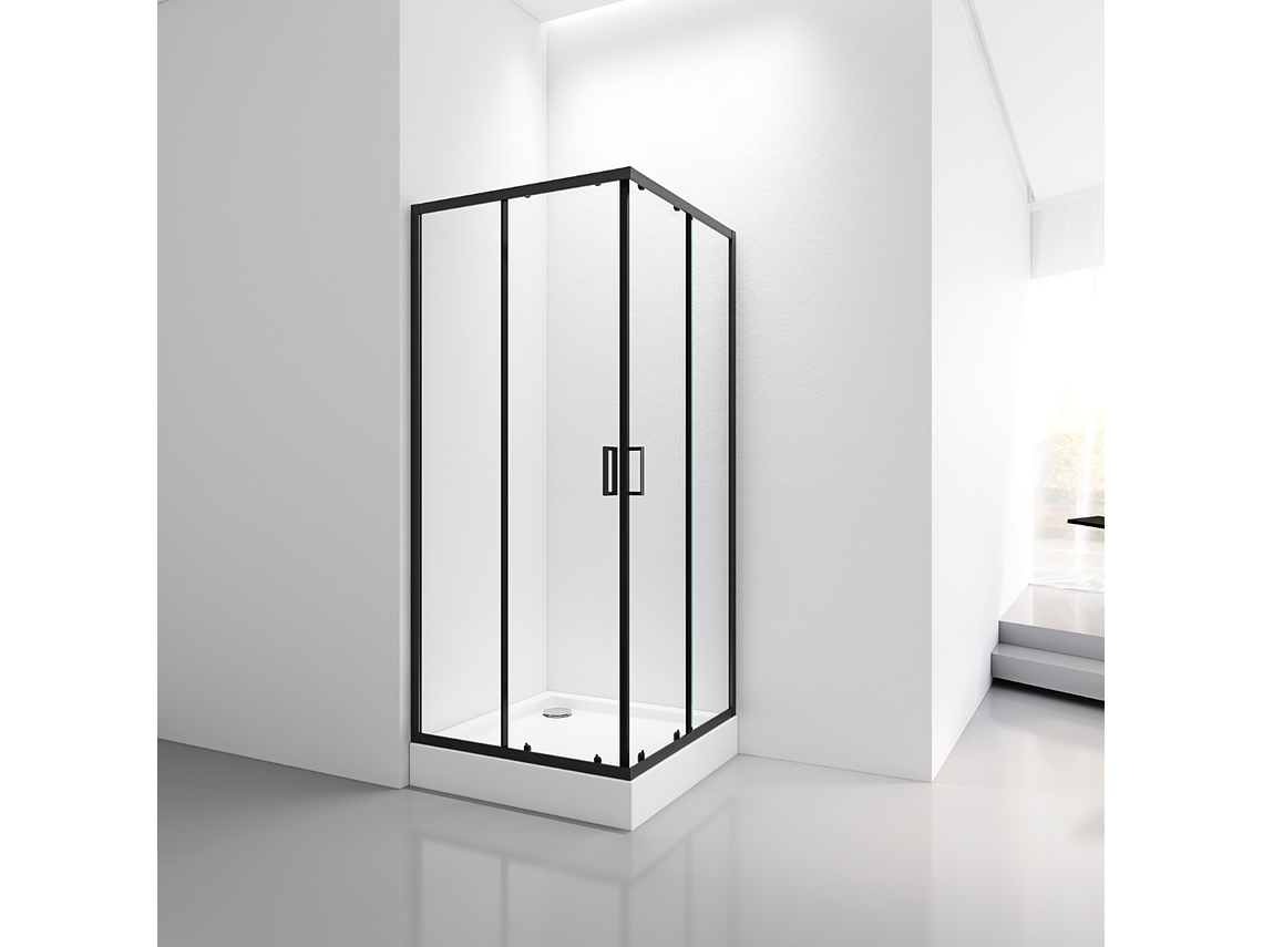 CABINA DE DUCHA ELEGANCE MEDIUM 80X80X200CM DISEÑO CUADRADA MARCO NEGRO 3